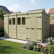 13 x 6 Pent Shed Tanalised (Double Door, With Windows)