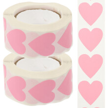 2Rollen Roze Sluitstickers Hartvorm Voor Valentijn En Cadeaus