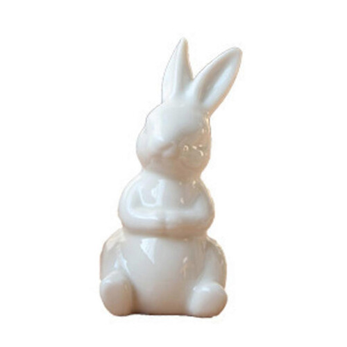 (1) Modern Pure White Ceramic Rabbit Figurine Home Decoration China Gift