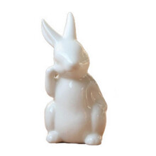 (2) Modern Pure White Ceramic Rabbit Figurine Home Decoration China Gift
