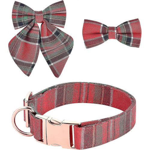 (Style 2) Collare per cagnolina con papillon e fiore, taglie grande, media e piccola.