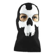(Black White, D) Maschera facciale elastica mimetica a forma di teschio per motociclismo, copricapo non restringibile per Halloween.