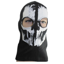 (Black White, A) Maschera facciale elastica mimetica a forma di teschio per motociclismo, copricapo non restringibile per Halloween.