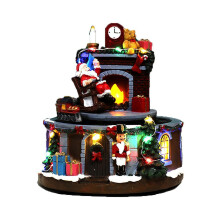 (Fireplace 17x17x18cm, As described) Lighted Christmas Village House LED Snow Village 17x17x18cm for Festival Shelf Fireplace