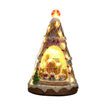 (CookieTree13x14x22cm, As described) Lighted Christmas Village House LED Snow Village 17x17x18cm for Festival Shelf Fireplace