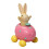 (In the pink car) Easter Spring Rabbit Resin Figurine Sitting on Eggshell Table Decor 1