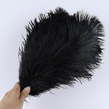 (Black, 30-35cm) 10PcsLot 15-20cm White Ostrich Feathers Colorful Plumes Holiday Carnival Handicraft