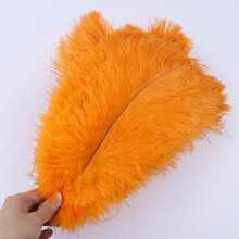 (Orange, 20-25cm) 10PcsLot 15-20cm White Ostrich Feathers Colorful Plumes Holiday Carnival Handicraft