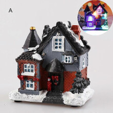 (Type A) Resin Luminescent House Battery Powered Micro Landscape Christmas Decor Home Gift Ornament