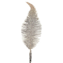 (Rose Gold) 1/6pcs Glitter Plastic Feather Clip On Baubles Christmas Tree Decor Ornament Festival