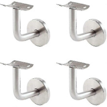 4 Peças de Suporte de Parede para Corrimão em Aço Inoxidável, Suporte para Escada, Cor Prateada