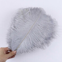 (Light Grey, 30-35cm) 10PcsLot 15-20cm White Ostrich Feathers Colorful Plumes Holiday Carnival Handicraft
