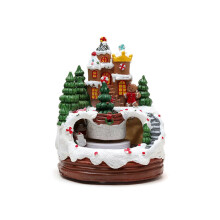 (B) Christmas Cabin Music Box Rotating Train LED Light Unisex Birthday Valentine Xmas Gift