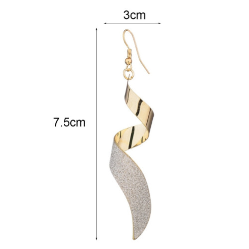 Frosted Long Earrings, Twisted Hoop Earrings (Silver) Surprise Gift 2