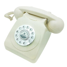 (White) Blue Antique Telephone Wedding Guestbook with Unlimited Message Recording
