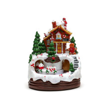 (A) Christmas Cabin Music Box Rotating Train LED Light Unisex Birthday Valentine Xmas Gift