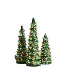 (large, colorful Lantern) Lit Small Resin Christmas Tree with Lights for Holiday Table Centerpiece Decor Party