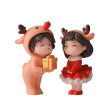 (1) Festive Christmas Couple Mini Decorations for Room Desk Car Dormitory Holiday Gift