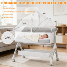 KUWUNG Foldable Baby Mosquito Net with Noiseless Zipper Safety Net wit