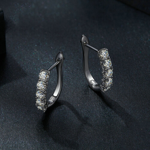 Mse011 Ασημένια σκουλαρίκια S925 με μοτίβο moissanite σε σχήμα U, δώρο έκπληξη 1