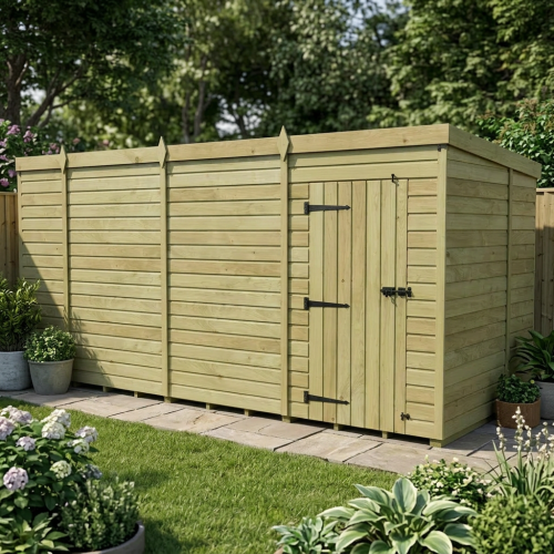 13 x 6 Pent Shed Tanalised (Single Door, No Windows)