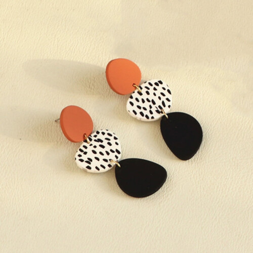 Acrylic Irregular Pattern Patchwork Leopard Print Long Earrings (03) Surprise Gift 1