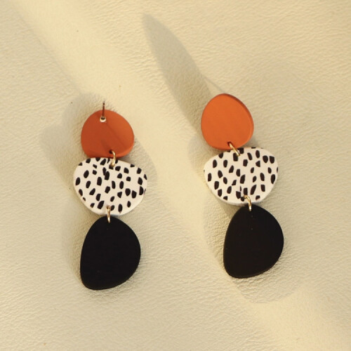 Acrylic Irregular Pattern Patchwork Leopard Print Long Earrings (03) Surprise Gift 2