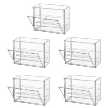 5X Heldere Acrylvitrine, 3-Laags Displayplank, Stapelbare Beschermvitrine met Magnetische Deur voor Actiefiguren