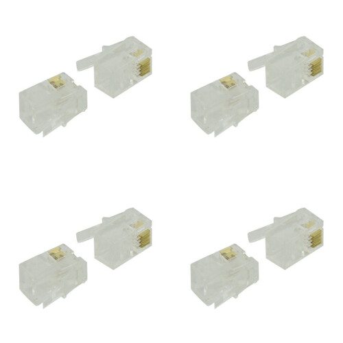 RJ9 4P4C Klinkenstecker 200 Stück, Transparent
