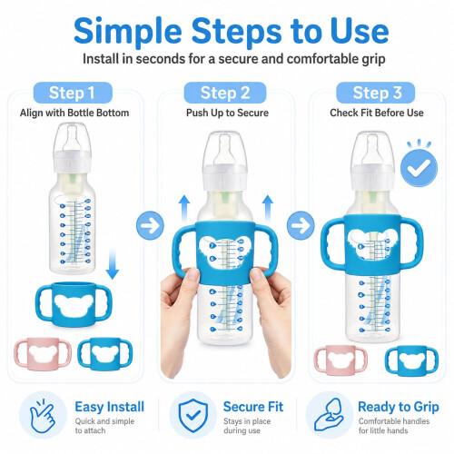 Lafefe 4 Pcs Baby Bottle Handles Silicone Universal Bottle Handle Grip 2