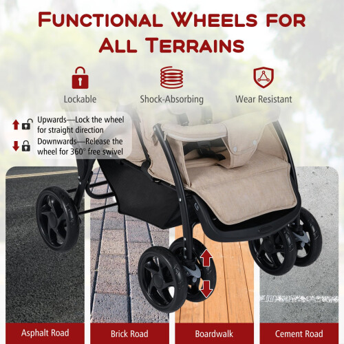 Gymax GYMAX Double Seat Stroller with Adjustable Push Handle Detachable Cano 1