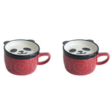 2X Cană japoneză drăguță Creative ceramică Shiba Inu Panda ceașcă de cafea cu capac Home Cuplu lapte mic dejun cea