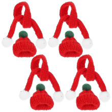 Set mini eșarfă tricotată cu pălărie de Moș Crăciun pentru petrecere, 5 seturi, decor roșu de Crăciun
