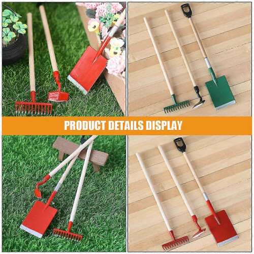 Miniature Farm Tools 2Sets for Dollhouse Garden Decorative Scene 2