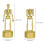 2Pcs Gold Halloween Skeleton Plastic Figurines Decor 2