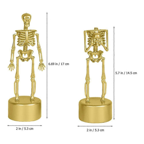 2Pcs Gold Halloween Skeleton Plastic Figurines Decor 1