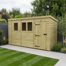 13 x 6 Pent Shed Tanalised (Single Door, With Windows)