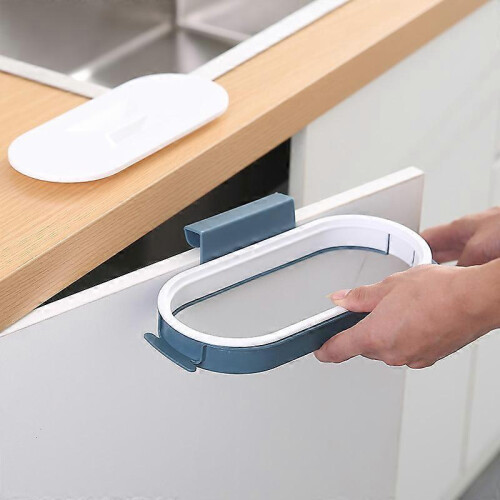 Portable Blue Plastic Hanging Bag for Kitchen Waste with Hook Holder and Sanding Pad 1