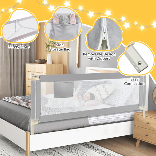 Gymax GYMAX Baby Bed Rail Vertical Lifting Mesh Bedside Guardrail with 24 Ad 2
