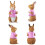 Mini Easter Bunny Pink Coat Resin Statue Home Holiday Party Decor 2