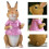 Mini Easter Bunny Pink Coat Resin Statue Home Holiday Party Decor 3