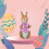Mini Easter Bunny Pink Coat Resin Statue Home Holiday Party Decor 5