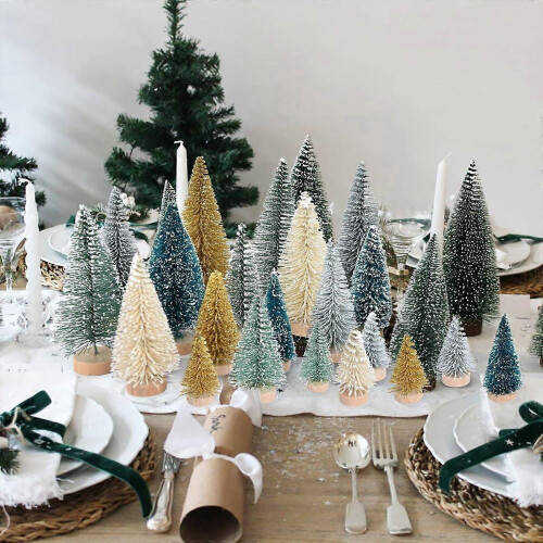 Miniature Sisal Pine Trees Wood Base for Diorama Scenes 2