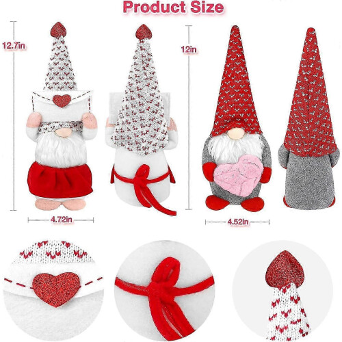 2 Pack Valentine Dwarf Plush Ornaments Valentine Gift Set 1