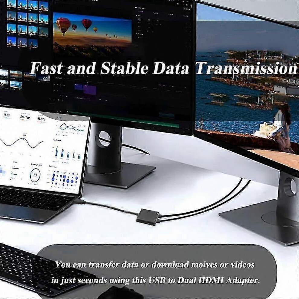 Computer Adapter Pc Dual HDMI Output Adapter USB 3.0 1080p PnP for PC Laptop Monitor TV ...