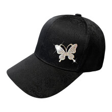 (Black) Women\'s UV Protection Metal Butterfly Baseball Cap