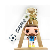 (pink) (blue) 3D Messi Keychain Decoration Ornaments Action Figure Collection Model Toy for Children Birthday Football