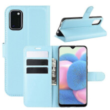 Litchitexturerat PU-läder med magnetiskt fällbart stativ och plånboksfodral till Galaxy A41 (global version)