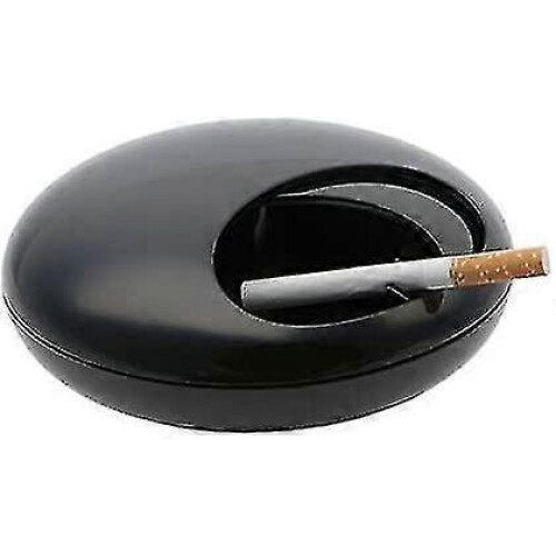 Askfat med lock i sten, svart