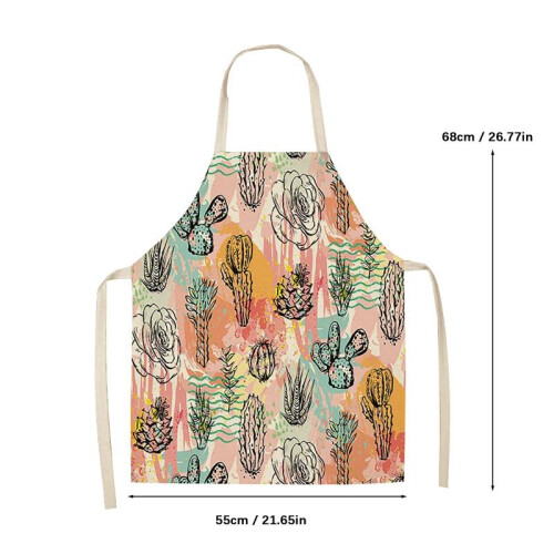 Multicolor Cactus Print Kitchen Apron, Waterproof, Multiple Sizes 1